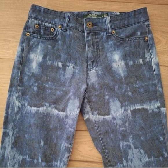 LAUREN Ralph Lauren Premiere Skinny Cropped Jeans, Tie-dye Indigo, Size 2 - Picture 3 of 10